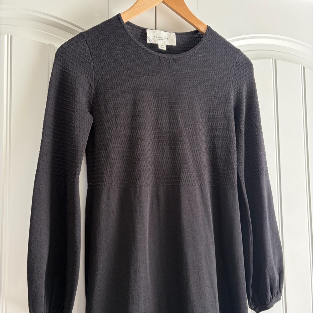 Tuckernuck Pomander Place Black Double Knit Lennox Midi Dress Puff Sleeves Sz XS - Picture 4 of 12